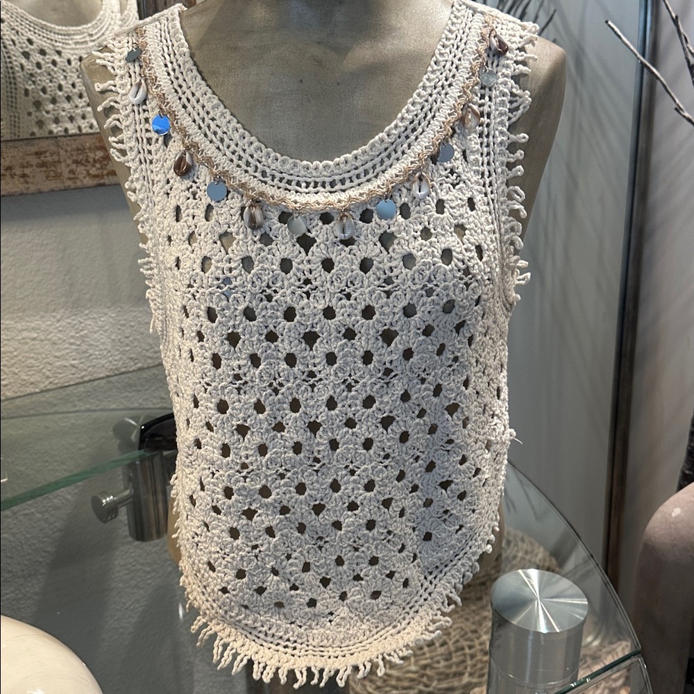 POL Ivory Crochet Tank Top NWOT